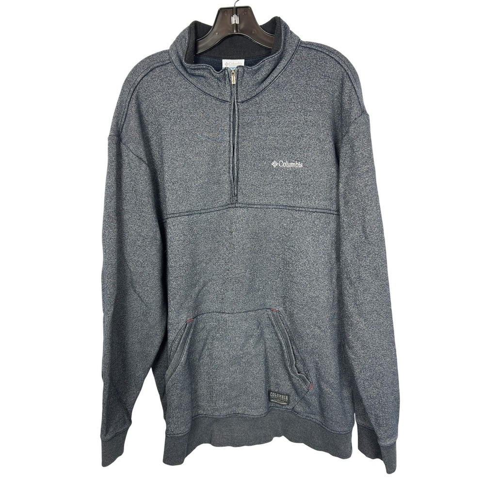 Columbia Mens XXL Heathered Navy Blue Quarter Zip Fleece Pullover Sweatshirt